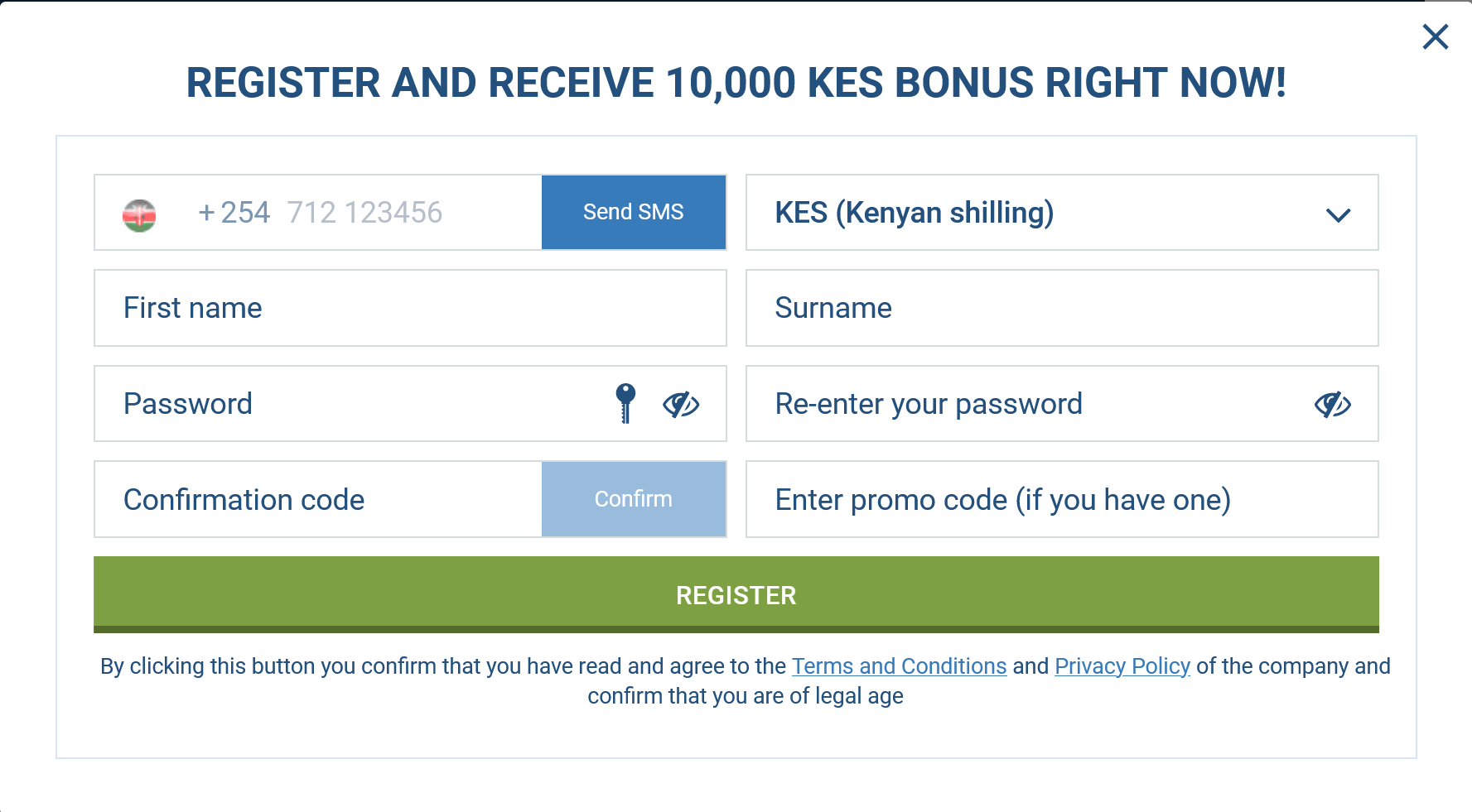 1xBet Kenya Instant Registration