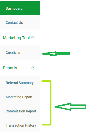 SportyBet partner dashboard sections