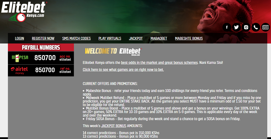 Elitebet Kenya website
