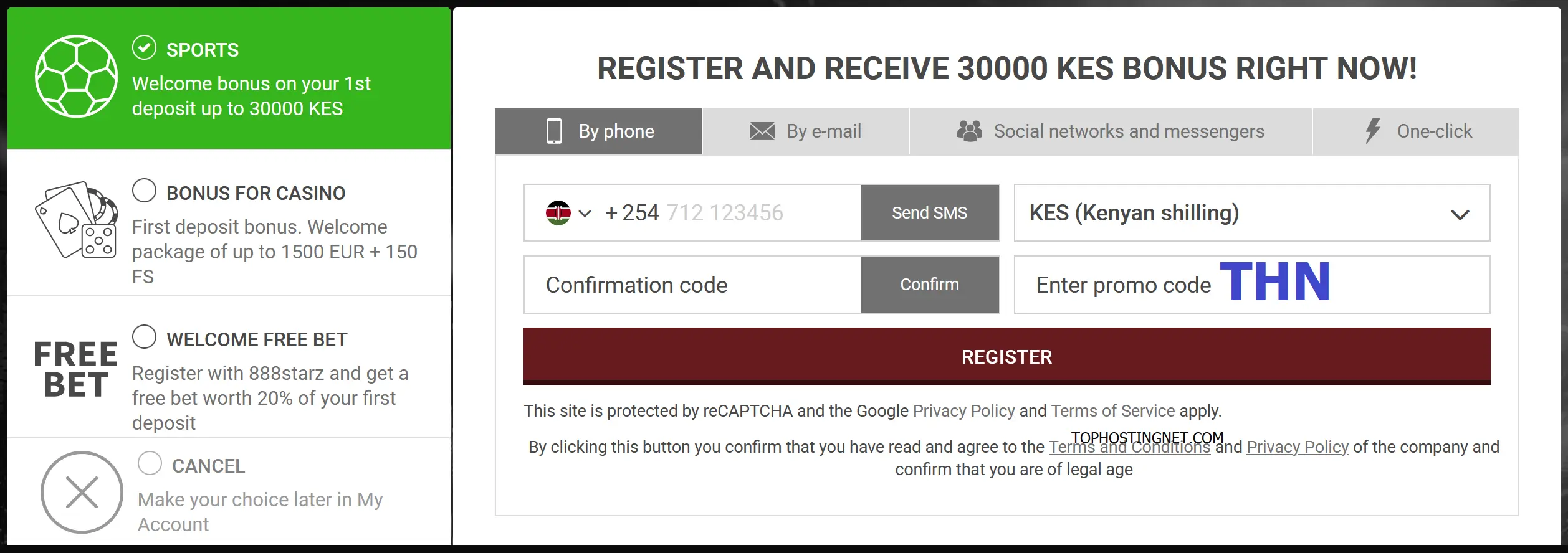 888Starz Kenya Registration Page