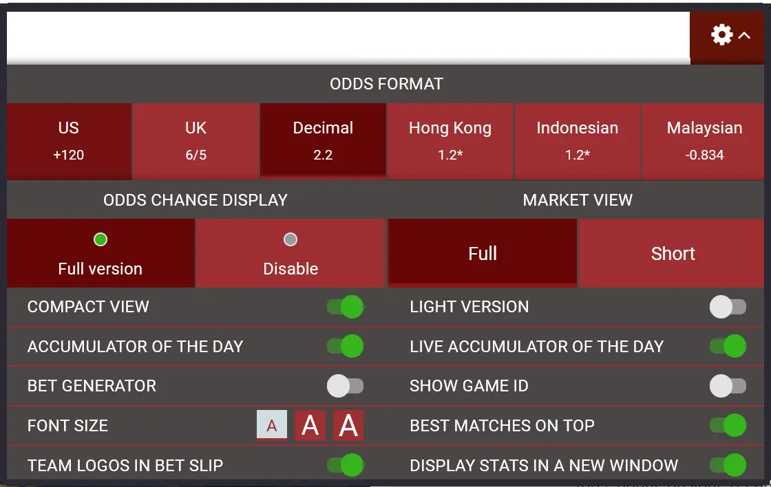 888Starz Odds and Settings