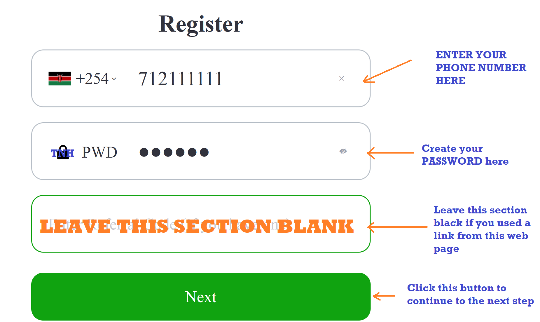 Fill in the Bangbet Kenya registration form