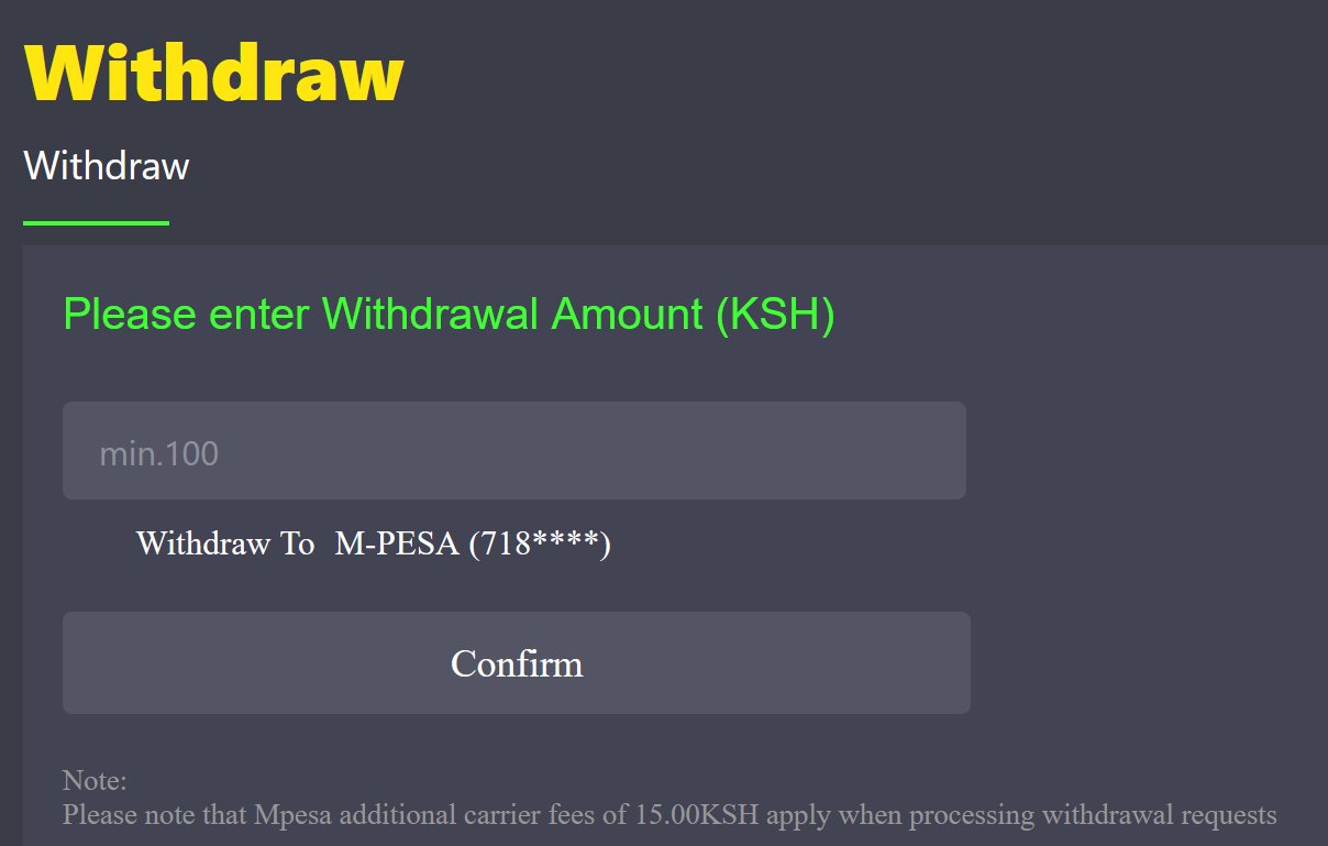 Step 1: Bangbet Kenya mpesa withdrawal