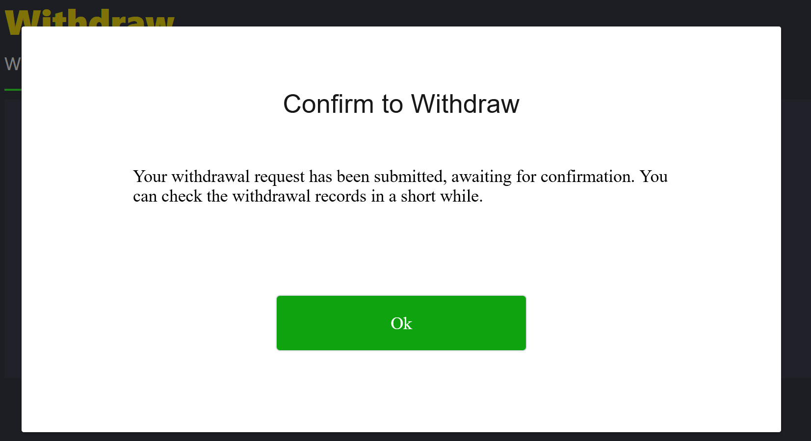 Step 2: Bangbet Kenya mpesa withdrawal confirmation