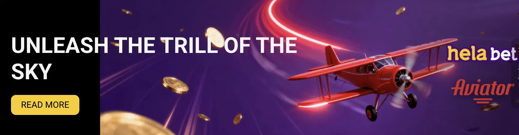 HelaBet Aviator promotional banner with red aircraft