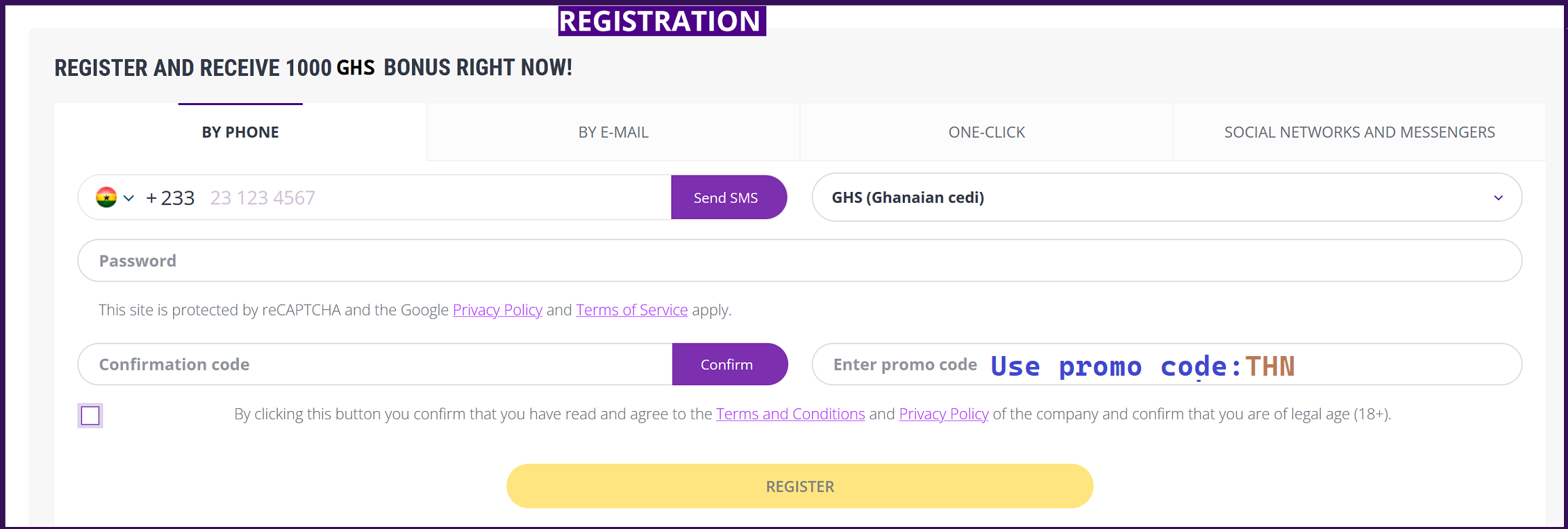 Helabet Ghana Registration Page