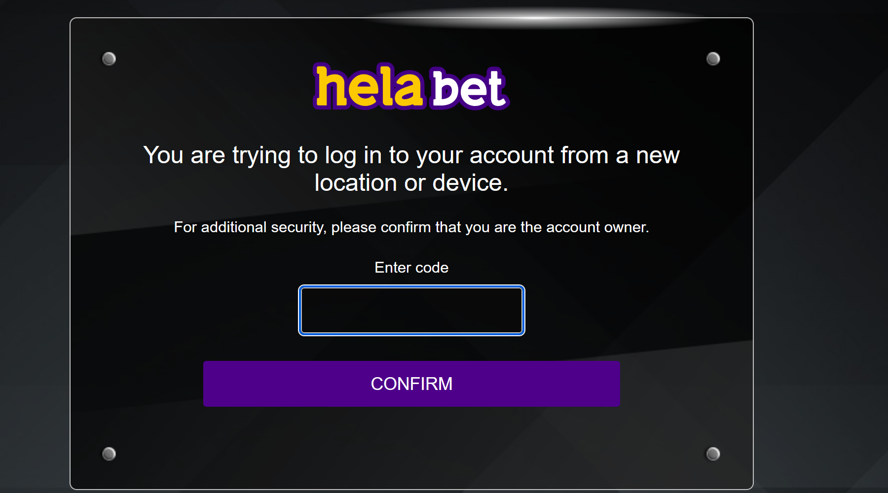 Helabet login confirm