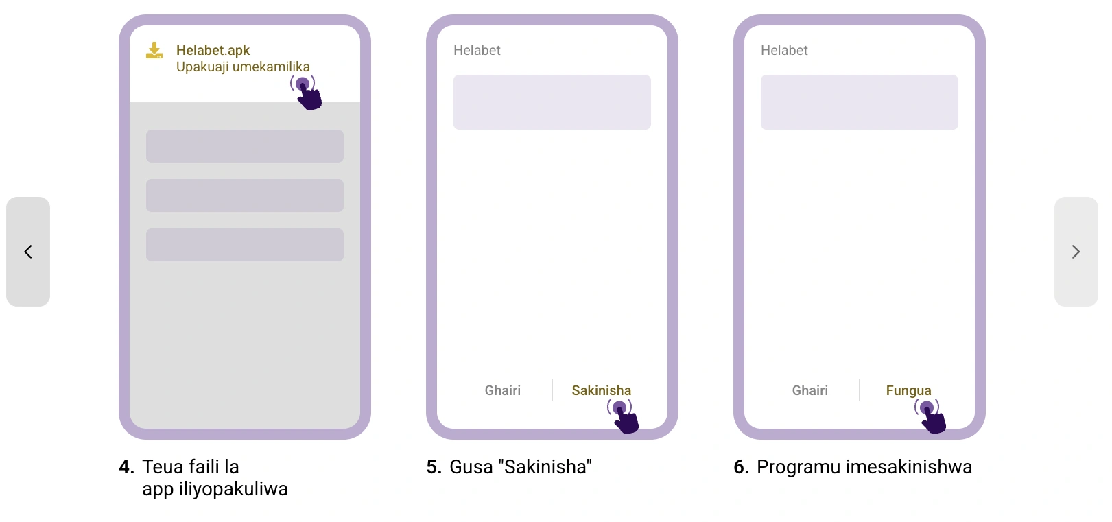 Helabet Tanzania Android APK ikionyesha faili iliyopakuliwa Sakinisha na Fungua