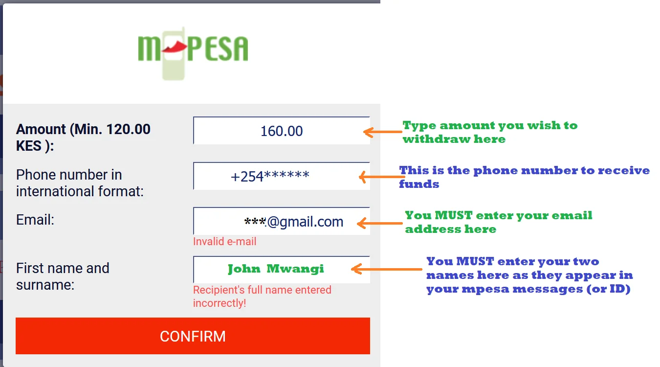 Fill Paripesa Kenya forms to initiate withdrawals