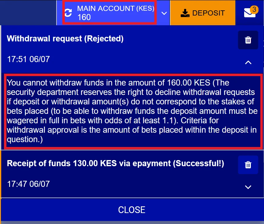 PariPesa Kenya withdrawal status