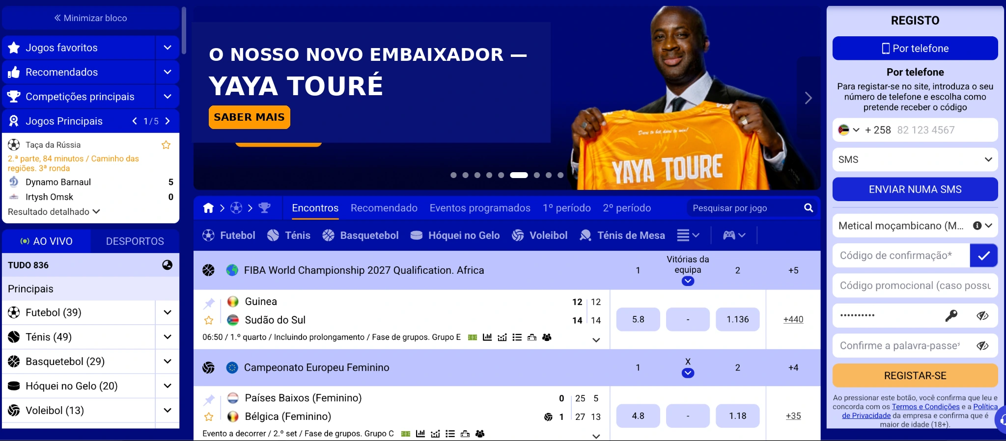 Apostas desportivas e ao vivo PariPesa Moçambique