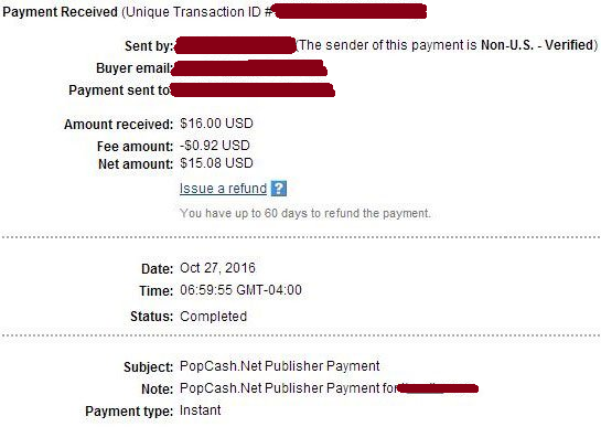 Popcash payment proof