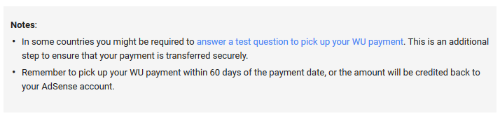 Google adsense wu money pickup security question